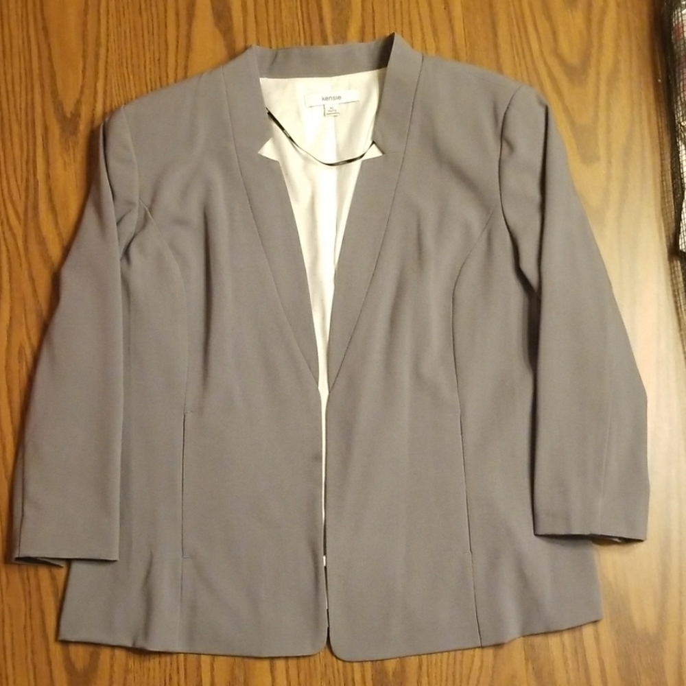 kenzie Light Gray Open Front Blazer